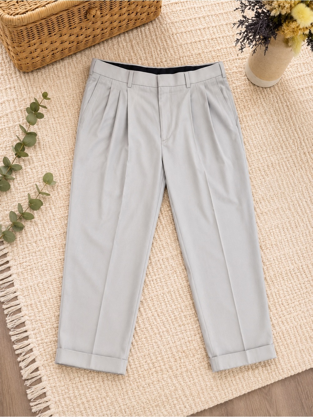VTG Axist Men's Light Pleated Dress Pants 36x30 100% cotton